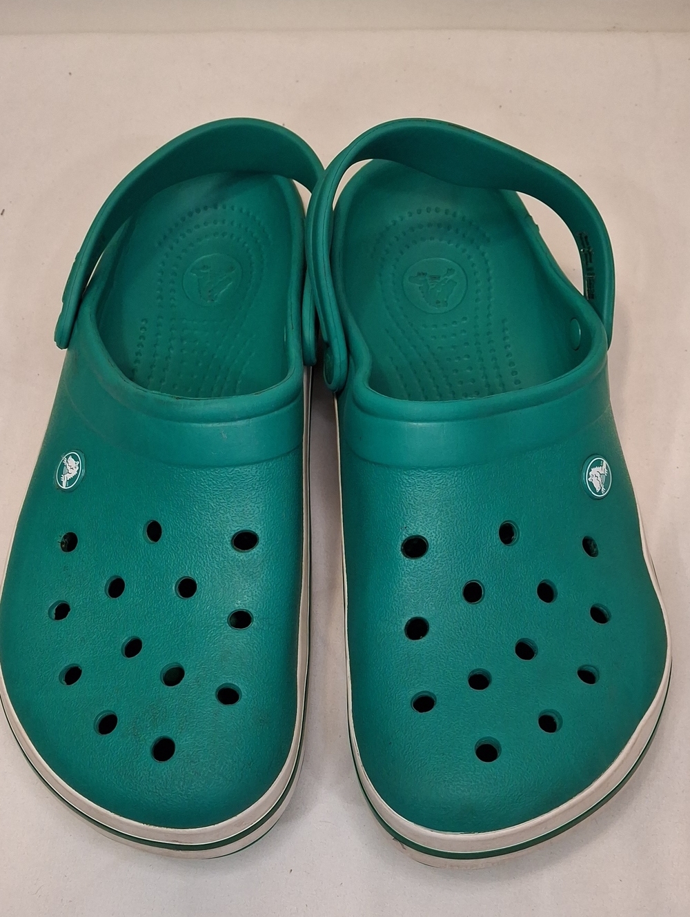 CROCS Unisex Teal Green With Band Classic Clog Slip On with Heel Strap